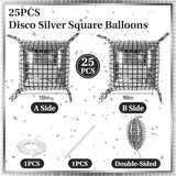 Silver Disco Square Foil Balloons 25pcs for Retro Birthday Graduation Party Decor