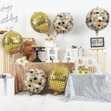 6pcs 22 Inch Multicolor Disco Ball Balloons Gold Black Silver Foil Party Decor