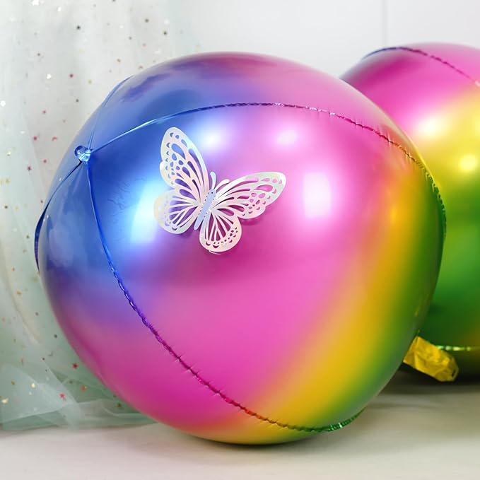 6pcs Gradient Rainbow Foil Balloons 22 Inch Large Metallic Party Decorations