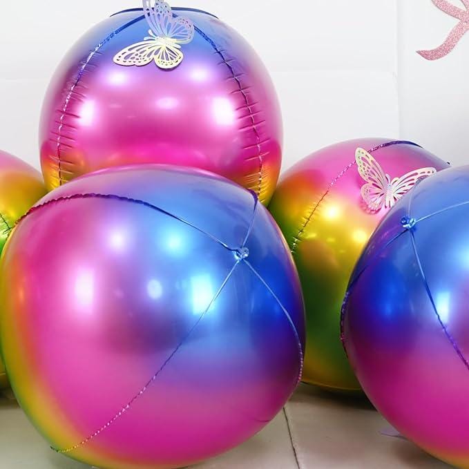 6pcs Gradient Rainbow Foil Balloons 22 Inch Large Metallic Party Decorations