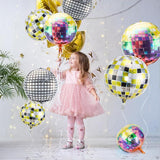 12 Pcs Disco Ball Balloons 22 Inch Multicolor Silver Foil Party Decorations