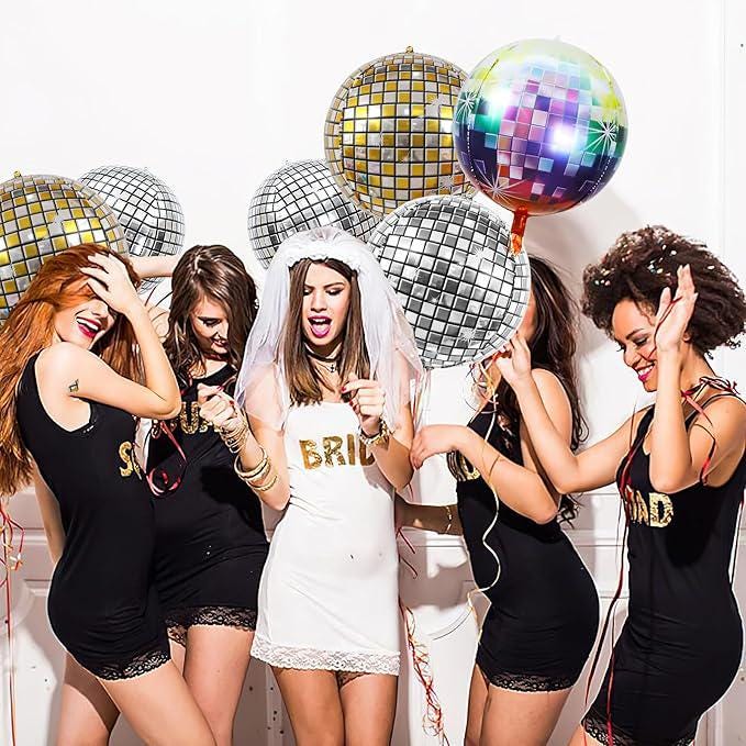 16 Pcs Disco Ball Balloons Colorful Birthday Party Decorations 50s 90s