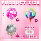 12 Pcs 22 Inch Disco Balloons Pink Silver 4D Party Decorations 70s 90s