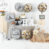 6 Pcs 22 Inch Multicolor Black Silver Gold Disco Ball Balloons 4D Party Decorations