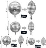 30 Metallic Silver Disco Ball Balloons - 70s Party Decorations