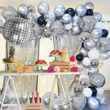 30 Metallic Silver Disco Ball Balloons - 70s Party Decorations