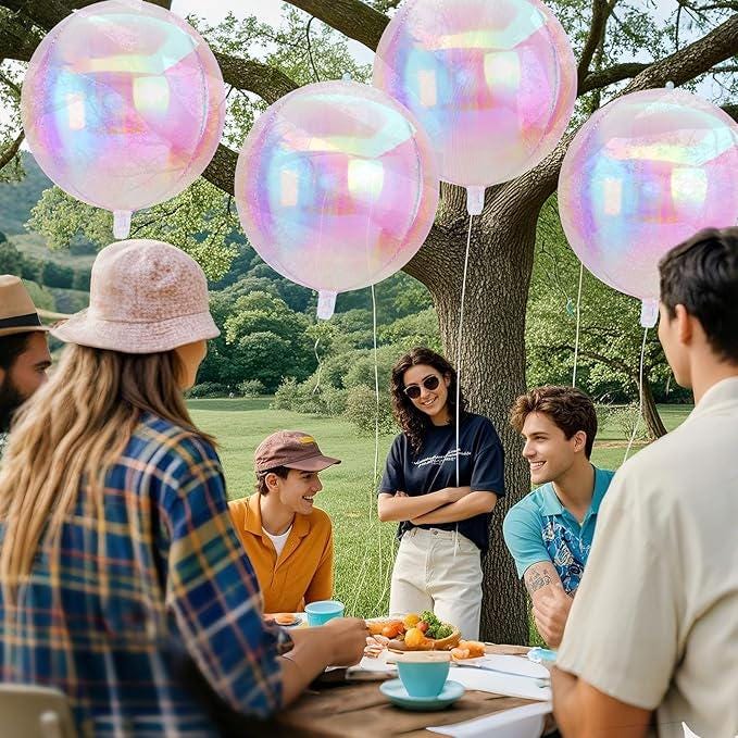 6 Pcs 22 Inch Iridescent Disco Foil Balloons 4D Metallic Party Decorations 70s 90s