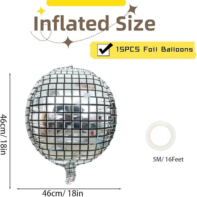 Disco Ball Balloons Set (15 Pcs) - 70s Party Decorations