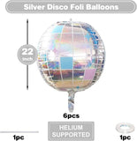 Giant Iridescent Disco Ball Balloons, 22 Inch, 6 Pcs