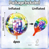 6 Pcs 22 Inch Multicolor Rainbow Disco Ball Balloons 4D Party Decorations 70s 90s