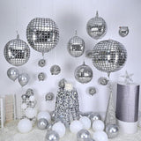 Metallic Silver Disco Ball Balloons, 70s Party Decorations, Set of 16