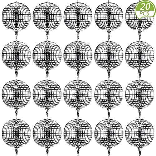 20 Pcs 4D Disco Ball Balloons, Metallic Mirror Party Decorations