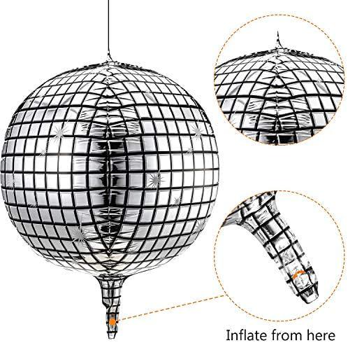 20 Pcs 4D Disco Ball Balloons, Metallic Mirror Party Decorations