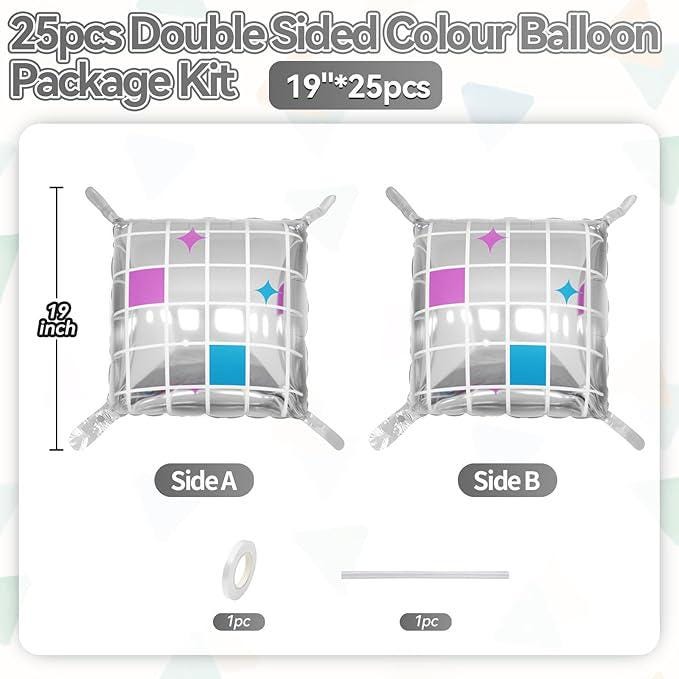 Disco Double Sided Square Foil Balloons 19 Inch Pink Wall Arch Party Decorations