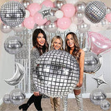 Disco Ball Balloons 30 PCS Silver 4D Mylar 10 to 32 Inch Party Decorations