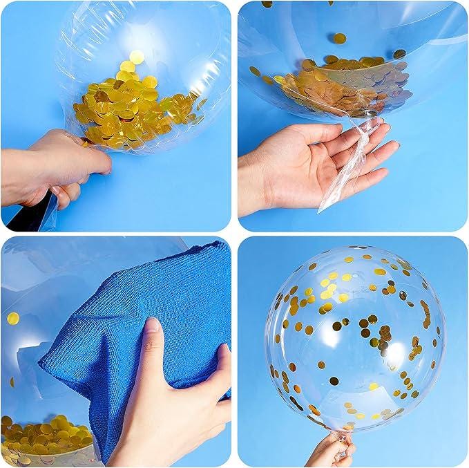 30 Pcs 24 Inch Jumbo Bubble Confetti Balloons with Tassels Party Decorations Gold