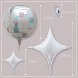 8pcs Iridescent Disco Ball Foil Balloons Silver Glitter 4D Party Decorations