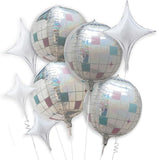 8pcs Iridescent Disco Ball Foil Balloons Silver Glitter 4D Party Decorations