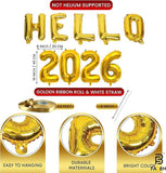 Hello 2026 Balloons Gold Set Giant 40 Inch Happy New Year Numbers Party Decorations