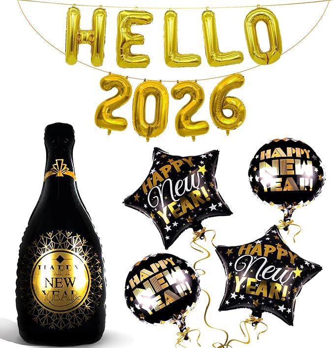 Hello 2026 Balloons Gold Set Giant 40 Inch Happy New Year Numbers Party Decorations