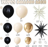 Black Gold Balloon Arch Kit White Chrome Gold Balloons Star Foil Party Decor