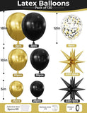 130 Pcs Black Gold Balloon Arch Garland Kit Confetti Star Foil Balloons Party Decor