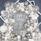 143 Pcs Disco Party Balloon Garland Arch Kit White Silver Confetti Balloons Party Decor