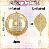 6 Pcs 22 Inch Gold Disco Ball Balloons 4D Foil Decor for Retro Party