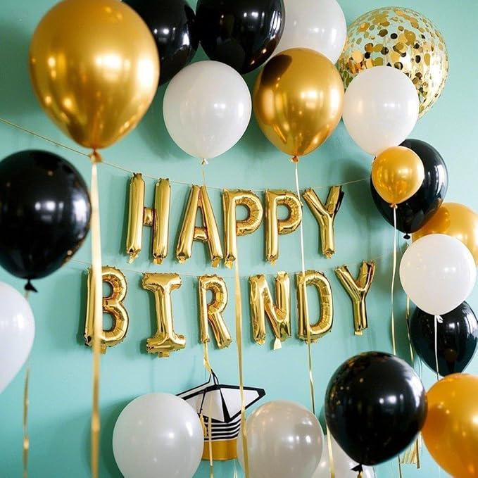 100 Pcs Black Gold White Confetti Balloons 12 Inch Party Decorations for Any Occasion