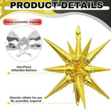 Black and Gold Star Foil Balloons, Party Decorations (6 Pcs)