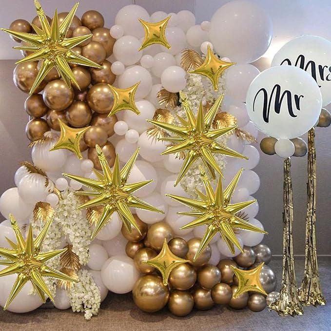 12 Pcs Gold Star Balloons Foil Spike Party Decorations for Birthday Graduation New Year