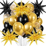 Black and Gold Balloon Kit, Star & Confetti Party Decorations