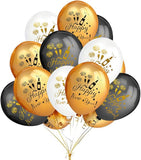 50 Pcs Gold Black White Happy New Year Eve Balloons 2026 Party Decorations