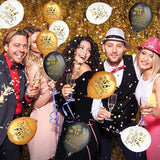 50 Pcs Gold Black White Happy New Year Eve Balloons 2026 Party Decorations