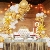 146 Pcs White Gold Balloon Garland Arch Kit with Star Foil Balloons for Party Decorations