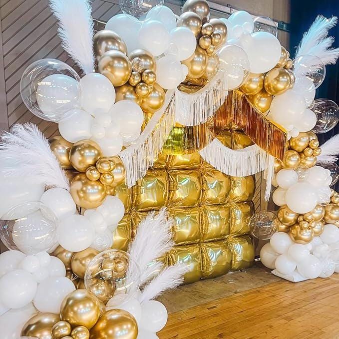 Gold Mylar Square Foil Balloon Wall Garland Arch Kit Metallic Backdrop for Party Decor