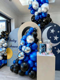 Black Blue Balloon Garland Double Stuffed Navy Royal Silver Foil Arch Kit for Party