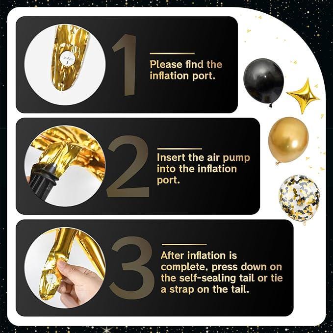 Black Gold Balloon Arch Kit 117 Pcs Metallic Confetti Balloons for Party 2026