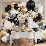 Black White Sand Balloon Arch Kit 128 Pcs Matte Chrome Gold Clear Balloons for Party