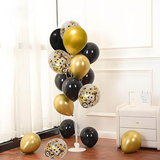 Black and Gold Balloons 50 Pack 12 Inch Confetti Party Decoration