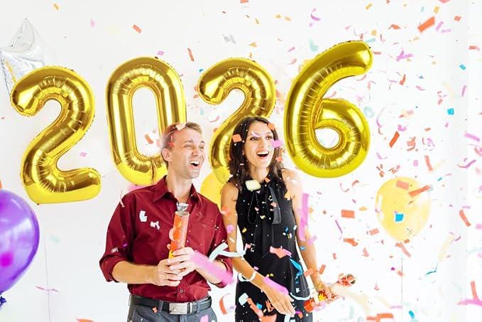 2026 Balloon Numbers 40 Inch Gold New Year Eve Party Decorations Foil Balloons
