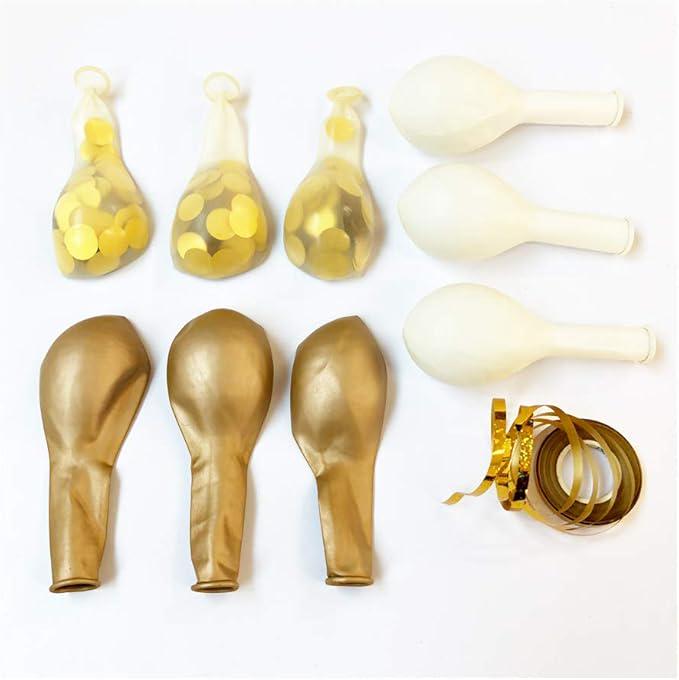 50 Pack Gold White Confetti Balloons 14 Inch Latex Metallic Party Decorations