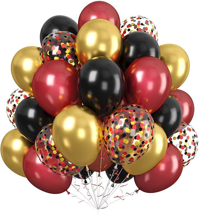 Red Black Gold Balloons Set 60 Pack 12 Inch Metallic Party Decorations