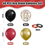 Red Black Gold Balloons Set 60 Pack 12 Inch Metallic Party Decorations