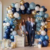 Navy Blue White Balloon Garland Double Stuffed Balloons for Birthday Wedding Party Decorations