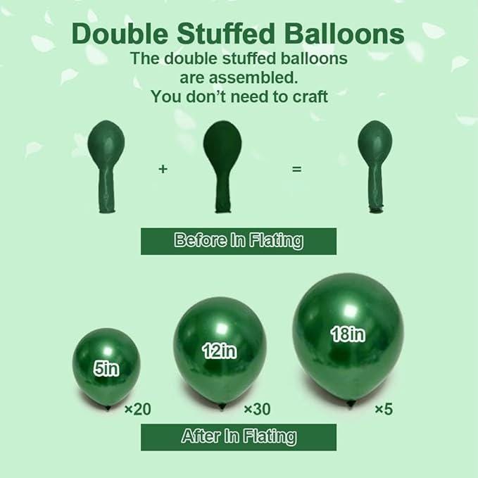 Dark Green Balloon Garland Double Stuffed Emerald Balloons for Birthday Wedding Party Decorations
