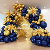 Navy Blue Balloon Arch Kit 153pcs Stars Metallic Gold Balloons for Birthday Graduation Party Decorations