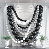 Black White Gold Linking Balloon Arch 90pcs Metallic Balloons for Birthday Wedding Party Decorations
