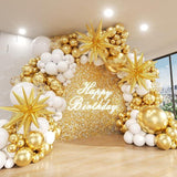 White Gold Balloon Arch Kit 146pcs Stars Metallic Balloons for Birthday Anniversary Party Decorations