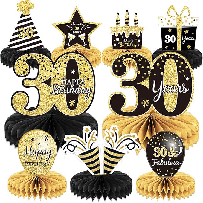 30th Birthday Table Centerpieces 9 Pieces Honeycomb Party Decorations for Adults